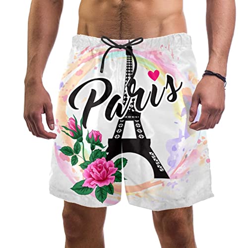 Short de plage Tour Eiffel pour homme le maillot de bain fleuri des vacances