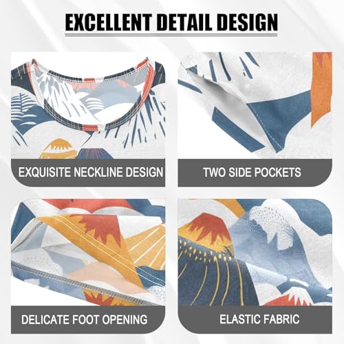 ALAZA Mountain Japanese Pajamas Short Sleeve 2 Piece Sleepwear Top and Bottom Pajama Set Unisex4