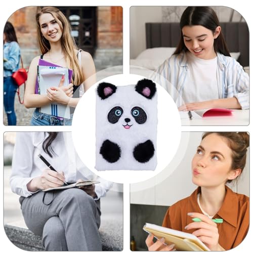 Carnet de dessin de panda mignon A5 en peluche brodée pour écrire
