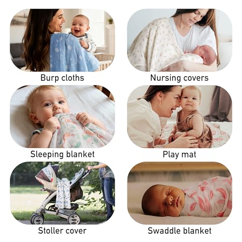 Image of GLLQUEN BABY Muslin Swaddle Blankets Breathable Receiving Blankets (35 inch x 40 inch) 2-Pack Soft Baby Blankets for Girls and Boys Newborn Essentials Muslin Burp Cloths Swaddle Wrap Baby Gift(Astronaut)