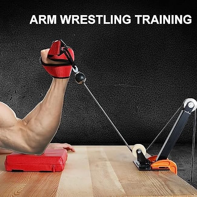 Arm Wrestling Training Strap Belt Hand Grip Arm Finger Forearm Exerciser Strengthener for Cable Machine and Free Weight