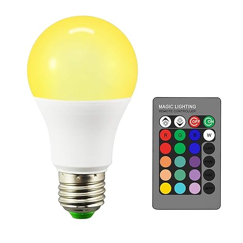 Miniatura 2 de Droiee Bombilla LED cálida E26 regulable, 6W RGBW Color 500LM con 16 modos de cambio de color para Navidad, fiesta, etc. con control remoto, 1 unidad