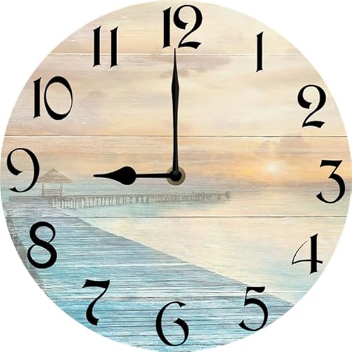BRillianhyt 10 Inch Beach Decorative Wall Clocks Silent Battery Operated,Gather