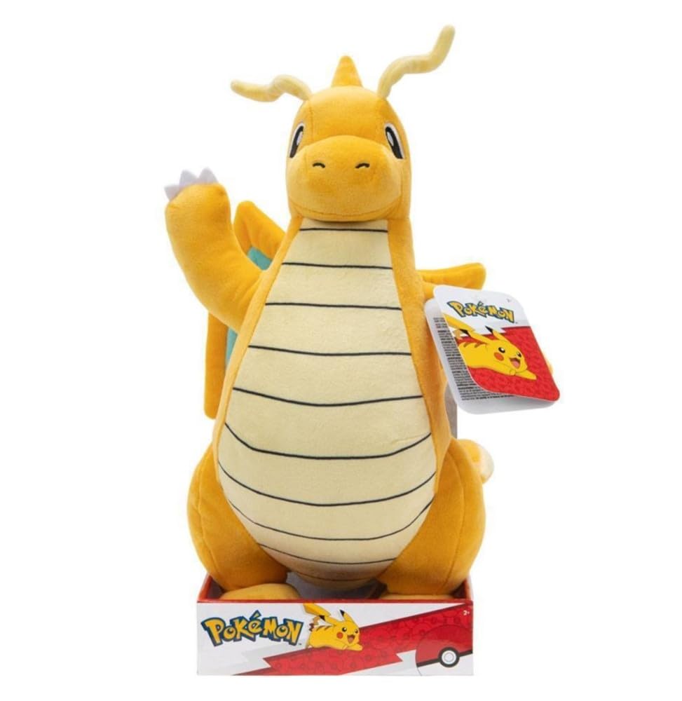 Pokémon Plush 30cm Dragonite – Plush toy for children 2+ – Official Pokémon plush.