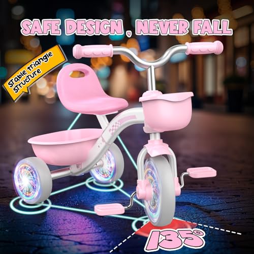 Kkdi Toddler Tricycle with Light Wheels
