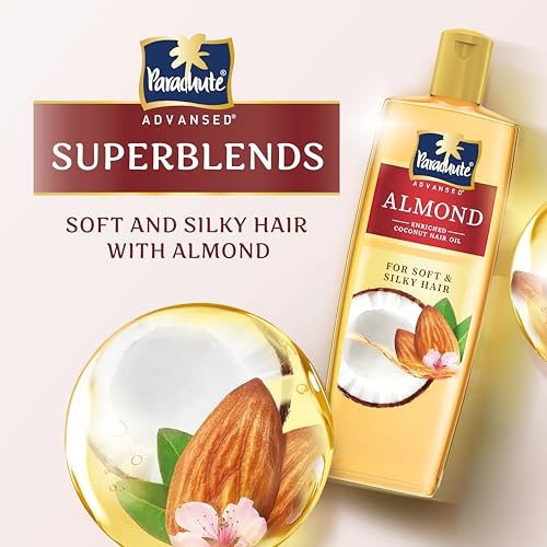 Image of Parachute Advansed Almond enriched Coconut Hair Oil with Vitamin E 300ml|Nourishes & Softens Hair | Helps Control Hair Fall| Helps Promotes Hair Growth | Up to 2x Softer Hair|Non-Sticky Formula| Dermatologically-Tested Hair Oil | For Men & Women
