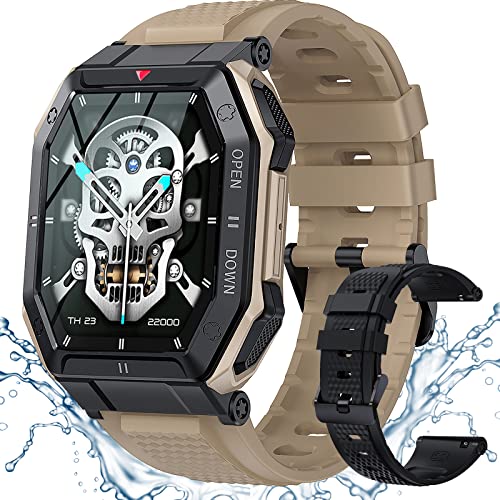 PODOEIL Military Smart Watches for Men with Text and Call, Smart Watch for Android iPhone iOS Compatible Smartwatch for Men with Heart Rate Sleep Monitor, 1.85" Outdoor Sports Rugged Fitness Watch…