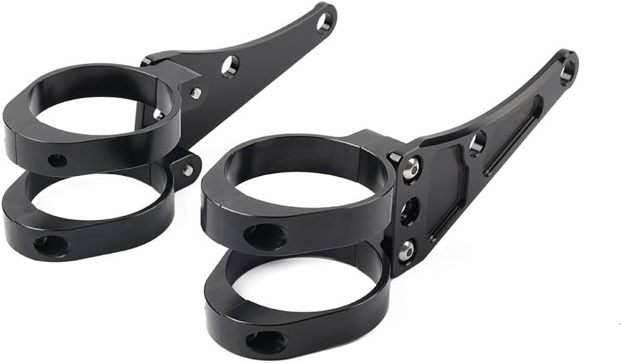 Cnfang4 Black Head Lamp Holder Headlight Mounting Fork Brackets 1 Pair For HONDA For Kawasaki For Suzuki For Yamaha For Norton For BSA For Ducati Aluminum 58mm