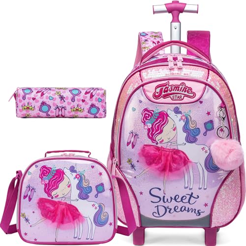 Meetbelify Rolling Backpack for Girls Backpacks Wheels for
