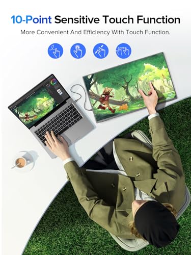 Image of UPERFECT QLED Portable Monitor Touchscreen 24.5'' 165Hz Gaming Monitor 2K 125% sRGB 2000:1, FreeSync 0.1ms, Built-in 180 Adjustable Stand /VESA, USB-C HDMI Second Screen for Laptop PC Game Console