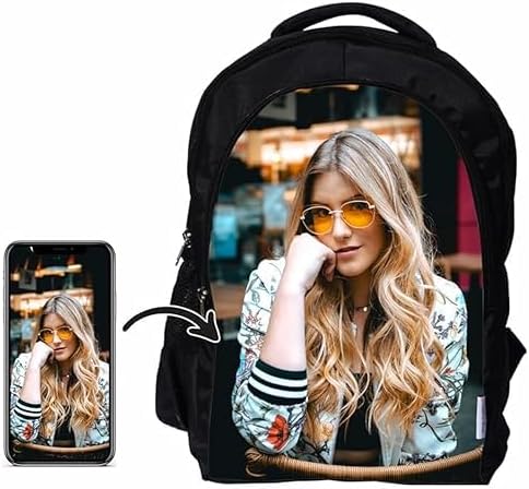 Printed Personalised Laptop Backpack | Customized Bag for School, College, Office, Perfect for Offical Gift | Customised Company or Brand Logo | Water Resistance | Fit 16 inch laptop | Black