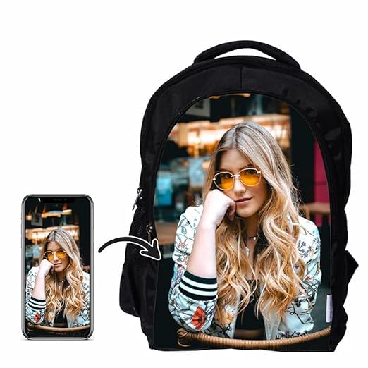 MY FAV Printed Personalised Laptop Backpack | Customized Bag for School, College, Office, Perfect for Offical Gift | Customised Company or Brand Logo | Water Resistance | Fit 16 inch laptop | Black