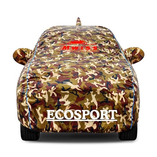 Image of Waterproof Car Cover for Maruti Suzuki S-Presso | Dustproof, UV & Scratch Resistant Soft Cotton Lining | Triple Stitched, Mirror Pockets & Elastic Hem | Jungle