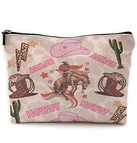 NEGIGA Western Makeup Bag, Hot Pink Makeup Bag,Make Up Bag,Teen Girls Gift,Cowgirl Gifts Western Gifts,Horse Rider Gifts