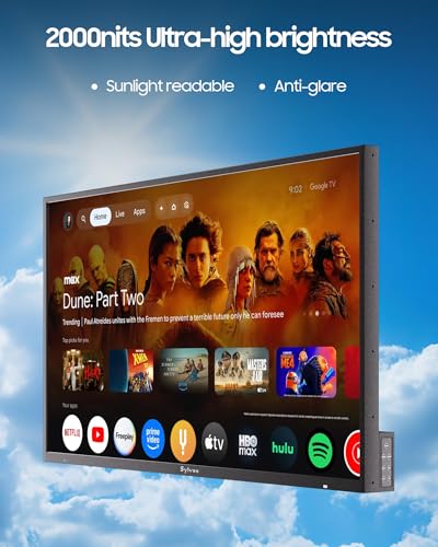 Image of SYLVOX Outdoor TV, 43 inch 2000 Nit High Brightness Smart TVs, 4K Sunlight Readable Display, IP56 Waterproof, Smart TV for Outdoor Households or Commercial Places (Pool Pro 3.0)