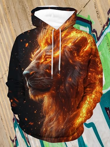 ZOCAVIA Mens Cool Animal Hoodies Fall 3D Graphic Hooded Sweatshirts Western Retro Long Sleeve Pullover Tops with Front Pocket3