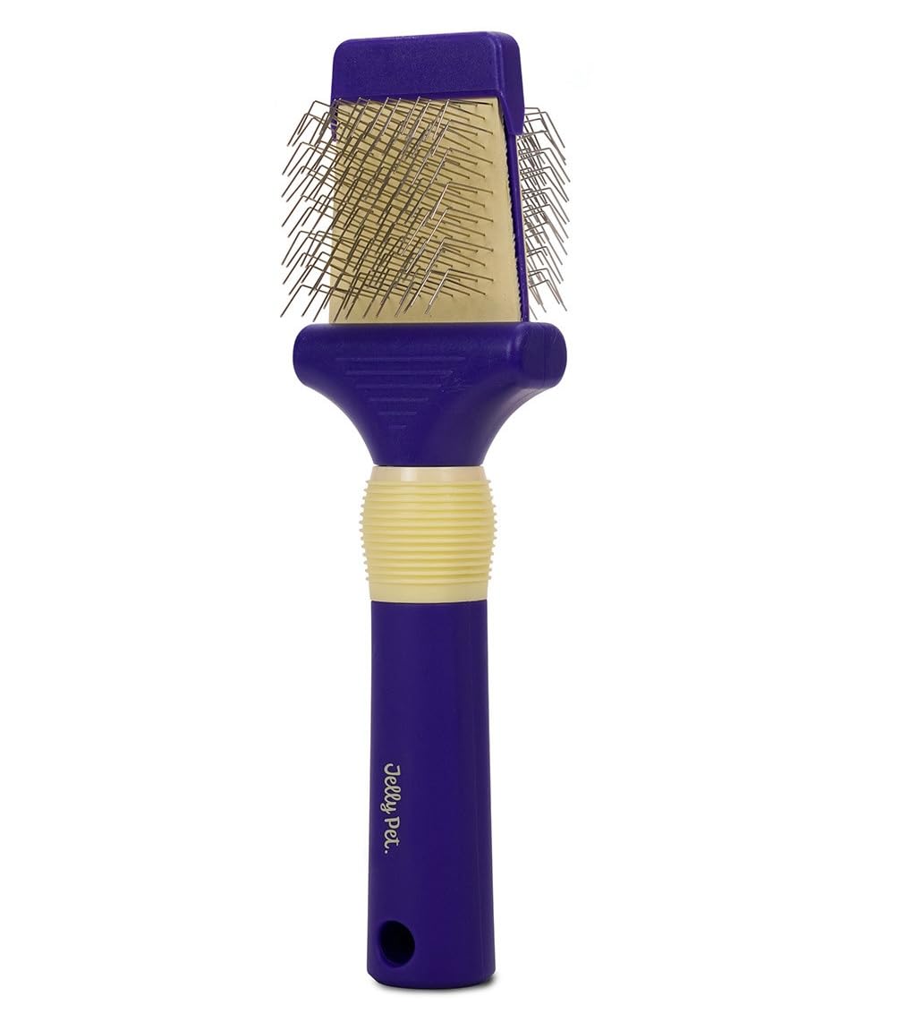 Dog Slicker Brushes Fine Coarse Double Sided 2 in 1 Flexible Style Longer Pin (Small)