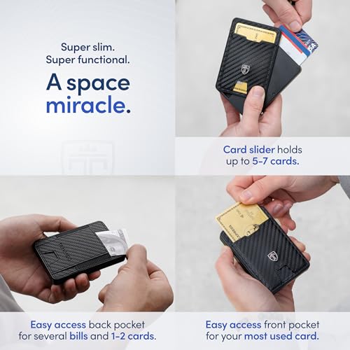 TRAVANDO Swype Slim Wallet for Men Metal RFID Blocking Mens Wallet Card Case (Carbon)4