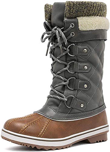 DREAM PAIRS Women's Monte_02 Tan Khaki Mid Calf Winter Snow Boots Size 9 M US