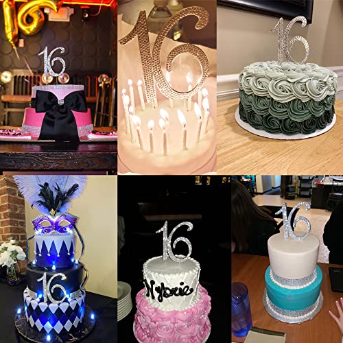 Honbay 16 Cake Topper Premium Sparkly Crystal Rhinestones Cake Topper Cake Decoration For Sweet 16Th Birthday Party (16 Silver) #TOP3
