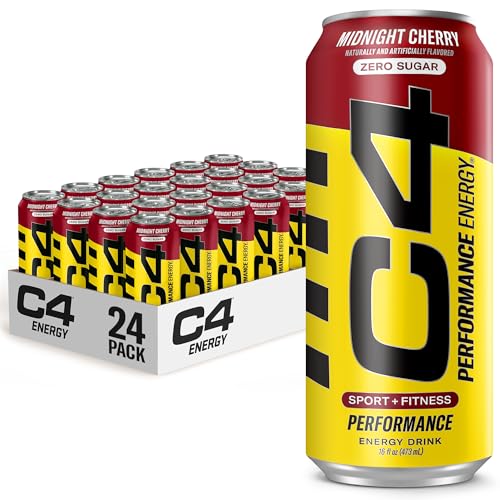 Image of C4 Energy Carbonated Zero Sugar Energy Drink, Pre Workout Drink + Beta Alanine, Midnight Cherry, 16 Fl Oz (Pack of 24)