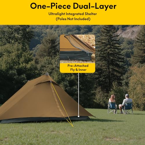 Image of LANSHAN Ultralight Waterproof 1-2 Person Backpacking Tent | Ultralight waterproof nylon, pitch anywhere, for camping & travel.