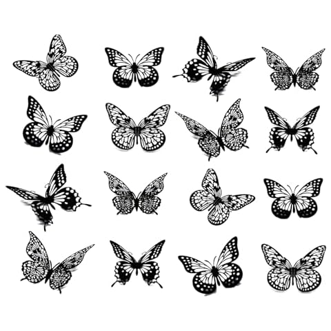 Meikeer 3D Butterfly Wall Decor 48 Pcs 4 Styles 3 Sizes, for Birthday Decorations Party Decorations, Removable Wall Stickers Interior Decoracions Kids Nursery Classroom Wedding Decor (Black) Cover
