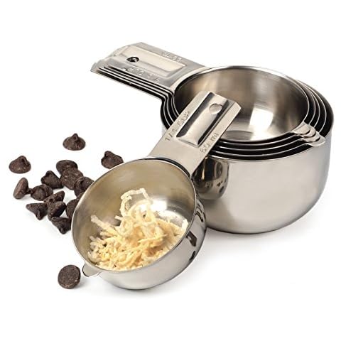 RSVP International Endurance (NCP-6) Stainless Steel Measuring Cups, Set of 6 | 1/4 Cup to 1 Cup Measurements | Nest for Easy Storage | Dishwasher Safe | Dry or Liquid | Baking or Cooking,Medium Cover