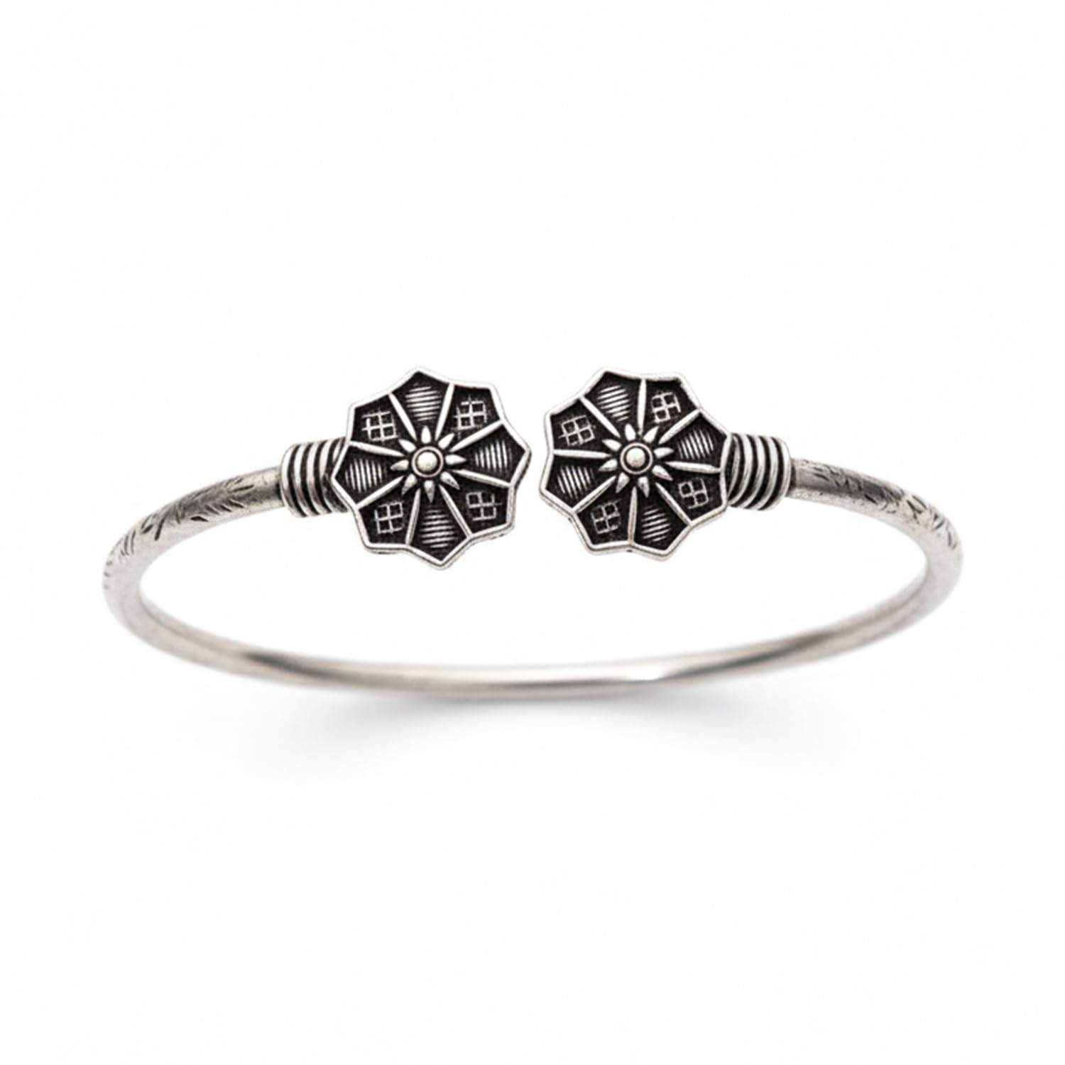 sarojini to colaba BY EVERSTYLISH Oxidised Snowflake Design Bangle Bracelet for Women | Intricate Elegant Jewelry | Vintage Inspired Cuff | Adjustable Statement Wristwear | Ethnic Chic-picture-39