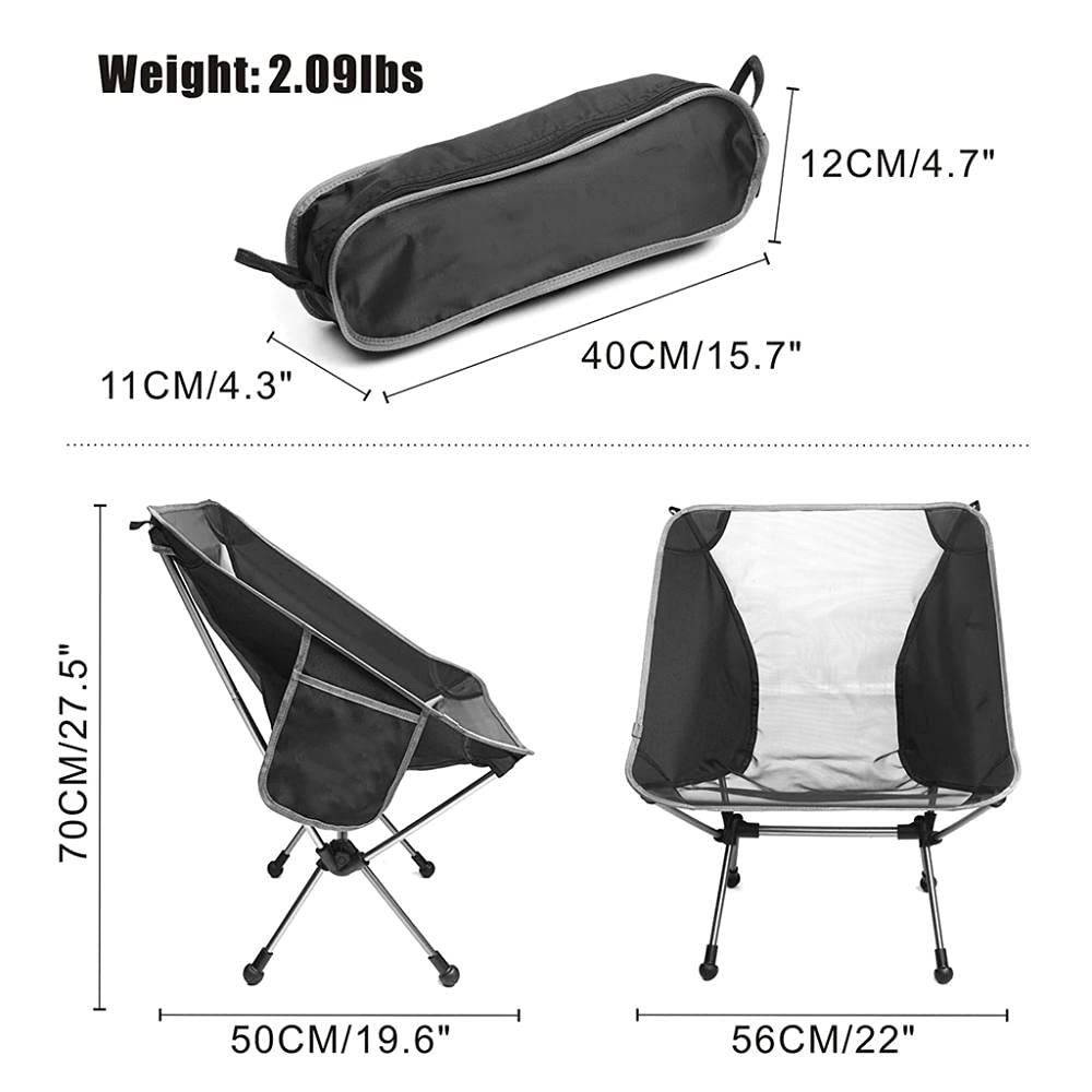 Ultralichte Draagbare Campingstoel,Outdoor Draagbaar Visstoel,Voor Strand, Wandelen, Trekking, Backpacking,Camping,Sportevenementen-zwart Super