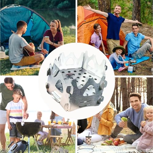 Réchaud à bois de camping hexagonal et portable pour la cuisine extérieure - 6