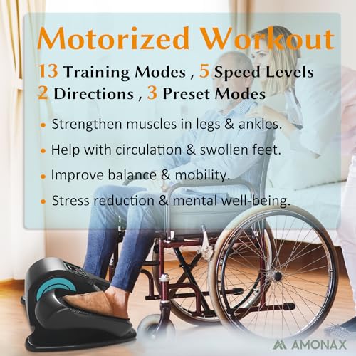 Amonax AMONAX Electric Pedal Exerciser, Seated Elliptical Machine Cardio Under Desk Exercise Bike, Mini Cycle Trainer for Elderly, Sit down Foot Step Machine Leg Exercise Equipment for Home Use - Image 6
