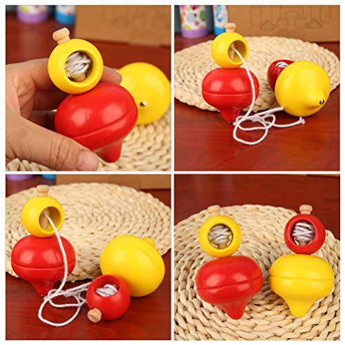 CLISPEED 2 Peças de Pião de Madeira Brinquedo de Atividade Giratória Giroscópio de Madeira Trompos B