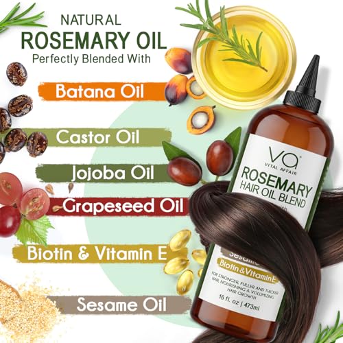 Image of Blend Of Pure Rosemary Oil For Hair Growth 16 Fl Oz With Castor, Batana Oil