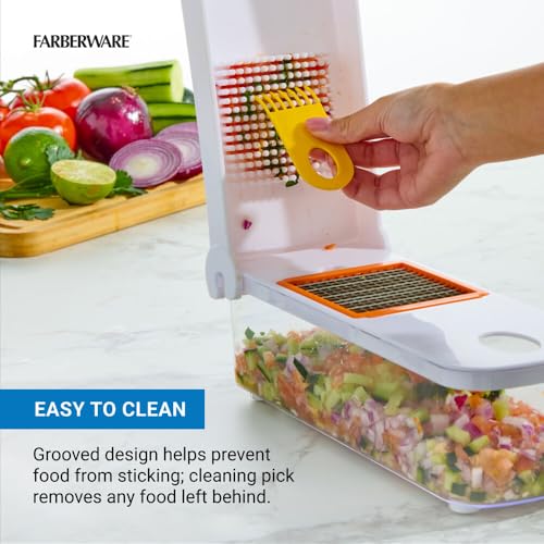 Farberware Professional Large Vegetable Chopper with 3 Interchangeable Blades - Manual Onion Chopper, Food Dicer for Potatoes, Tomatoes, Peppers, Garlic - Stainless Steel, Dishwasher Safe - image 4