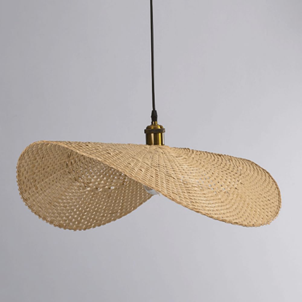 YNAHZAOK Boho Bamboo Pendant Lamp Hand Woven Bamboo Hanging Ceiling Light for Dining Room Tea Room Pastoral Style Restaurant Chandelier Light Fixture Japanese-Style Kitchen Living Room Hanging Lamp