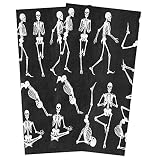 Chic Decor Home Halloween Kitchen Towels Funny Skeleton Yoga Tea Towel Microfiber Absorbent Washable