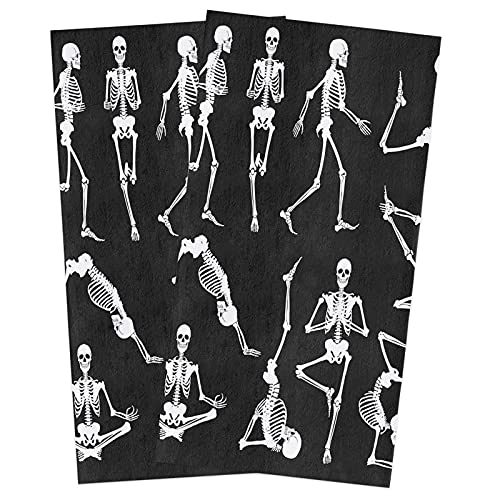 Chic Decor Home Halloween Kitchen Towels Funny Skeleton Yoga Tea Towel Microfiber Absorbent Washable Black White Soft Hand Dish Towel Cleaning Cloth，18 X 28 Inch (Wxh-210715-Swhh04529Wjgbcdh) #TOP11