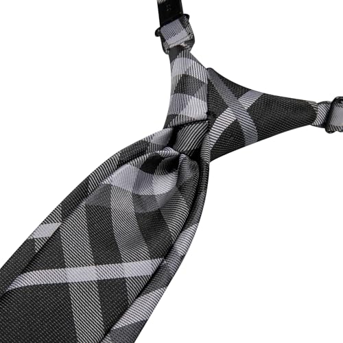 Image of Hi-Tie Father and Son Tie Set Striped Plaid Ties for Men and Boys Silk Necktie Pocket Square Set for Wedding Gifts
