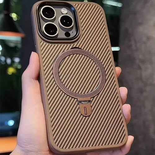 Coque rigide carbone iPhone 15 Pro Max antichoc magnétique titane doré