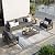 UDPATIO 4 Pieces Aluminum Patio Furniture Set Modern Outdoor Furniture Faux Wood Grain Patio Conversation Sets with Coffee Table for Balcony, Backyard, Include 600D Waterproof Cover