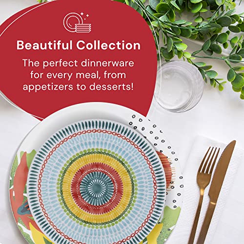 Safdie & Co. - Bright Florals Melamine Plates And Bowls Sets, Modern Dinnerware Set, Kitchen Dinnerware Sets, Indoor And Outdoor Plates, 12-Piece Kitchen Plates And Bowls Set, Dishwasher Safe, Fiesta #TOP6