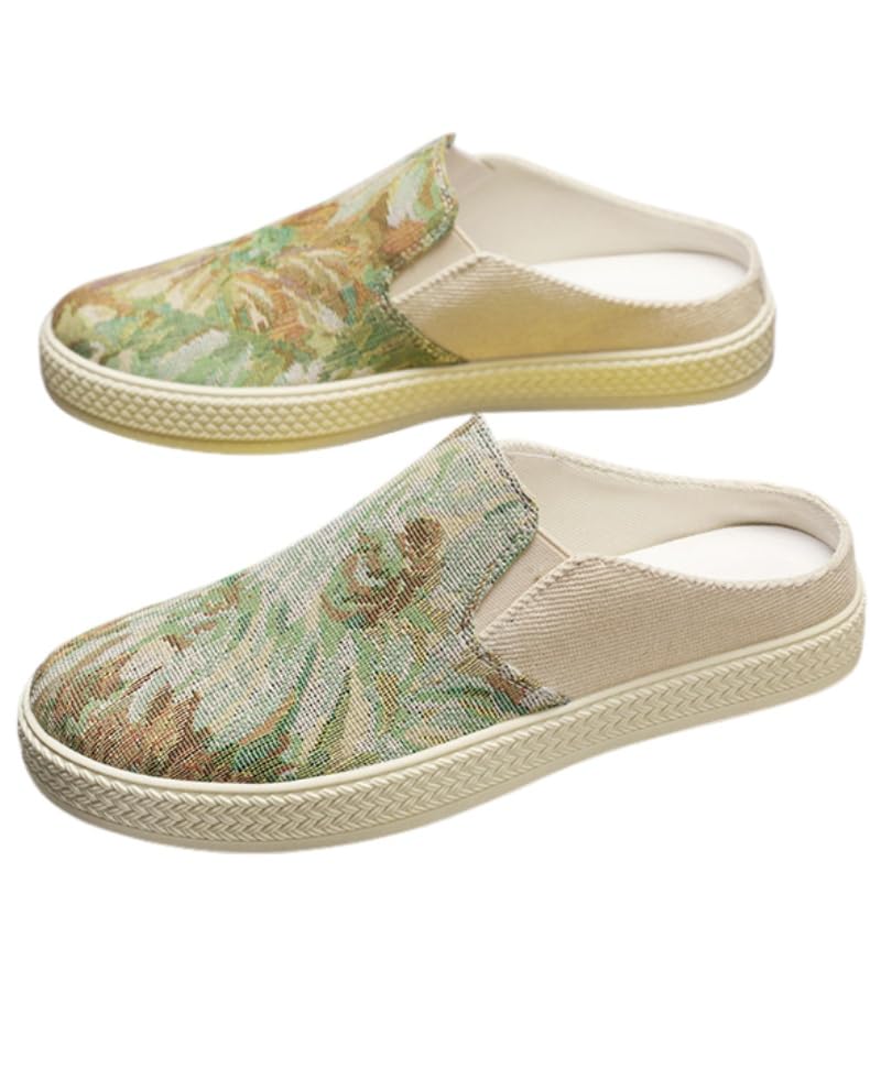 Men's printed fabric slip-on lightweight and simple slippers with soft and comfortable insoles and durable non-slip soles