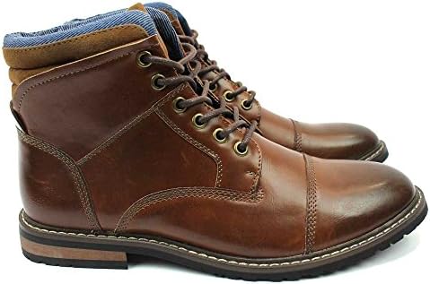 AZAR MAN Mens Ankle Boot Cap Toe Derby Modern Lace Up Round Toe (6.5, Brown) | Image 3