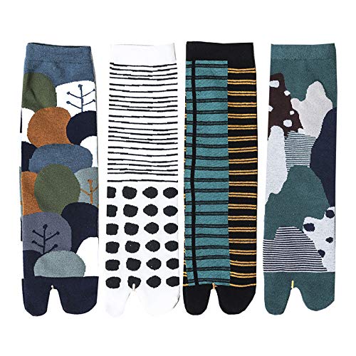 Men's Flip-Flop Split Toe Tabi Socks - Ninja Geta 4-Pairs Pack Stylish Men's Socks