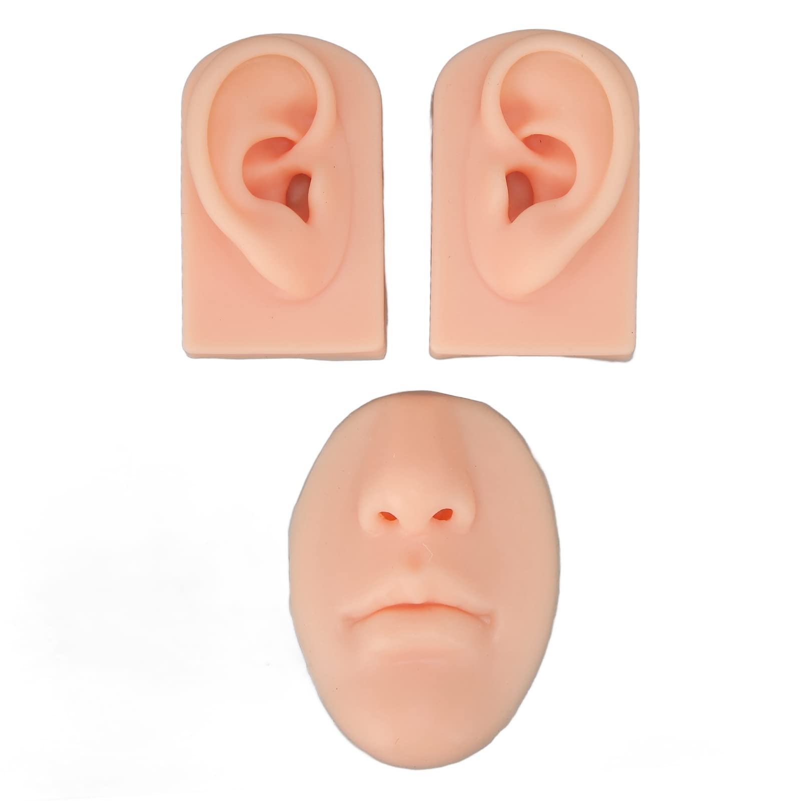 Mouth, Professional 3D Silicone Nose, and Ear Piercing Practice Models(Light Skin Tone)