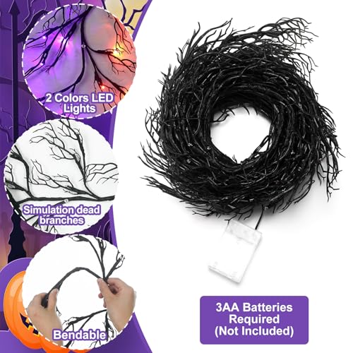 Guirlandes d'Halloween DEL orange et violette 8 modes à télécommande - 3