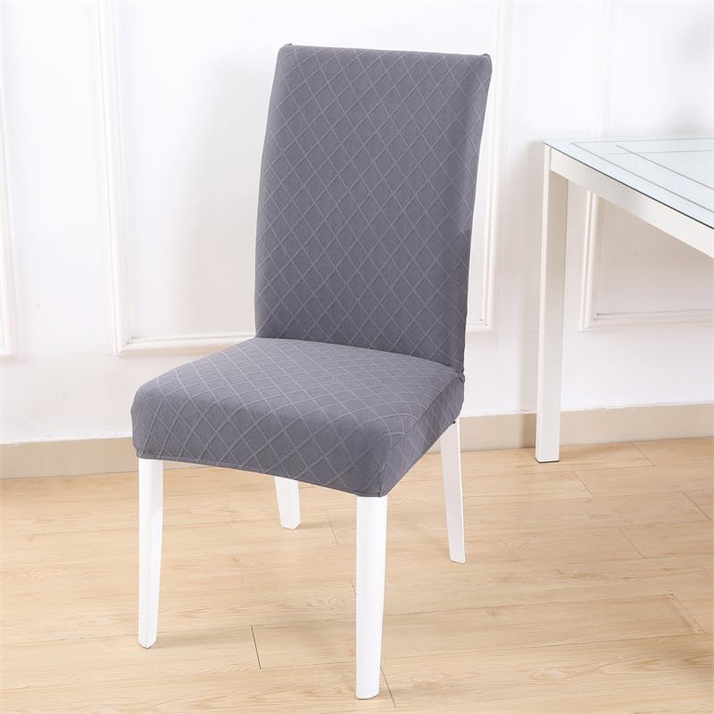 Lot de 6 housses de chaise de salle à manger grises amovibles lavables