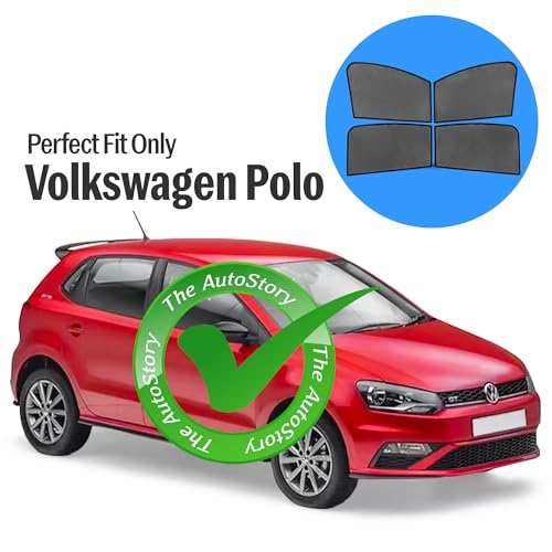 Image of AutoStory Custom Fit Black Mesh Car Sunshade for Volkswagen Polo | UV & Heat Protection Car Window Curtains | Privacy Car Sun Shade | Breathable Vehicle Specific Side Window Shades