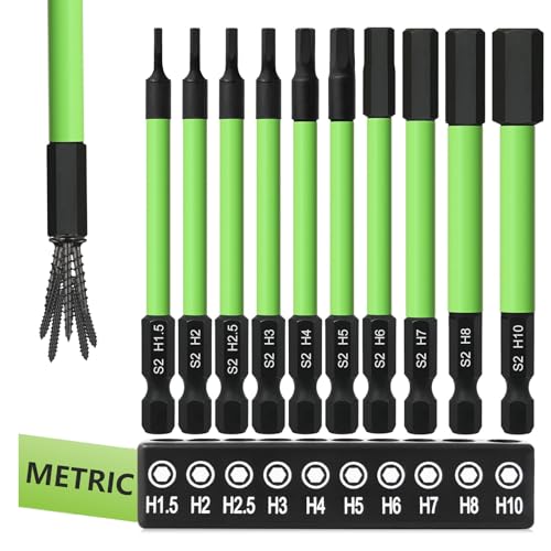 Hakkin Lot de 10 embouts hexagonaux 89 mm - Embouts de tournevis magnétiques 1/4" S2 - Pour visseuse sans fil H1,5/2/2,5/3/4/5/6/7/8/10